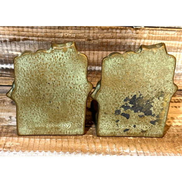 Antique McClelland Barclay Bronze Vining Ivy Bookends Signed Pair 5" Tall x 4" - Picture 7 of 10